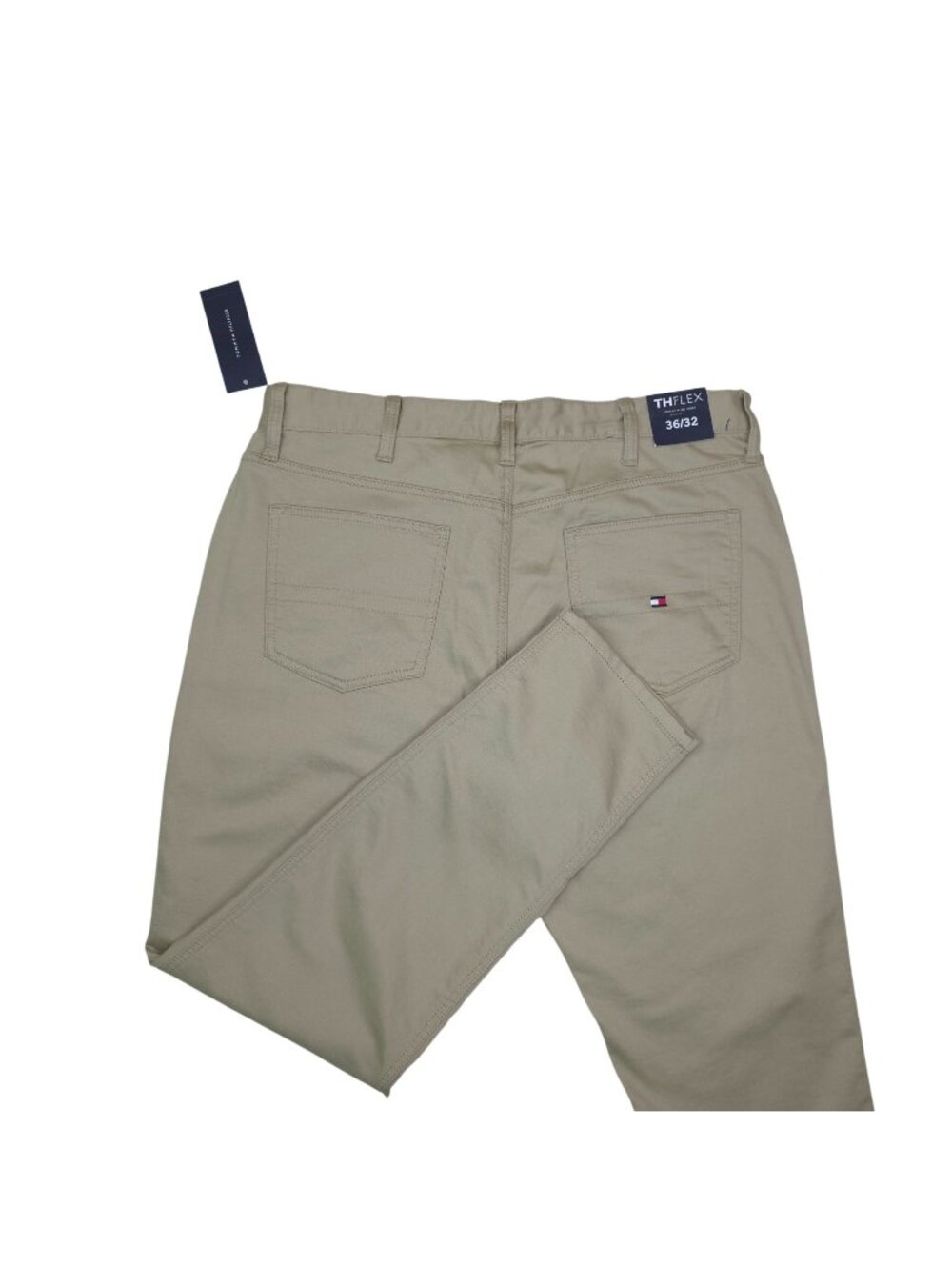 Tommy Hilfiger Mens THFlex Stretch Khaki Pants 36W 32L Beige Cotton Blend $79.50